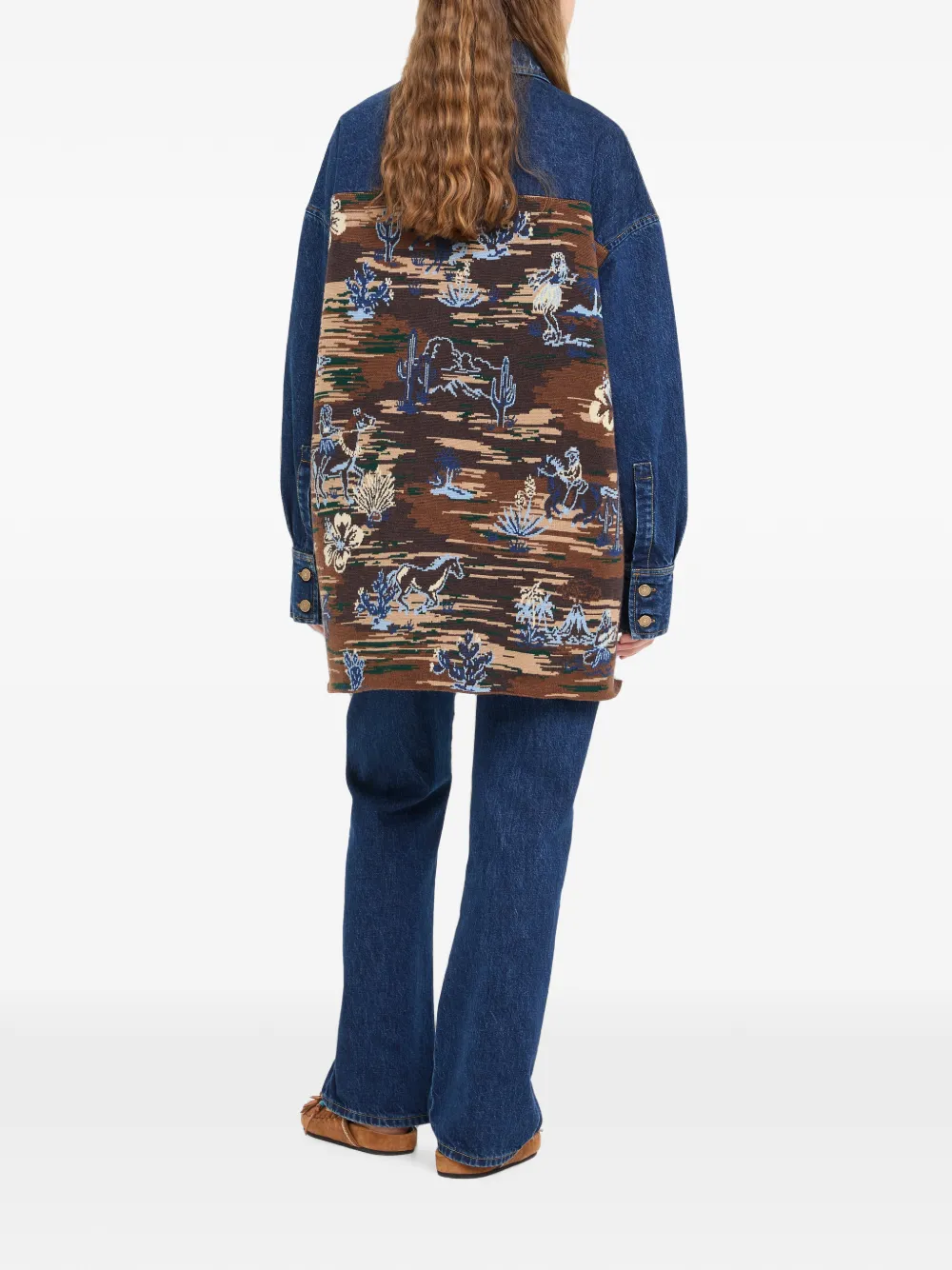 Alanui Tex-Hawaii gebreid denim jack met jacquard Blauw