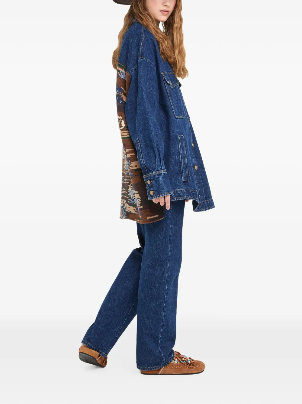 Alanui Tex-Hawaii gebreid denim jack met jacquard Blauw