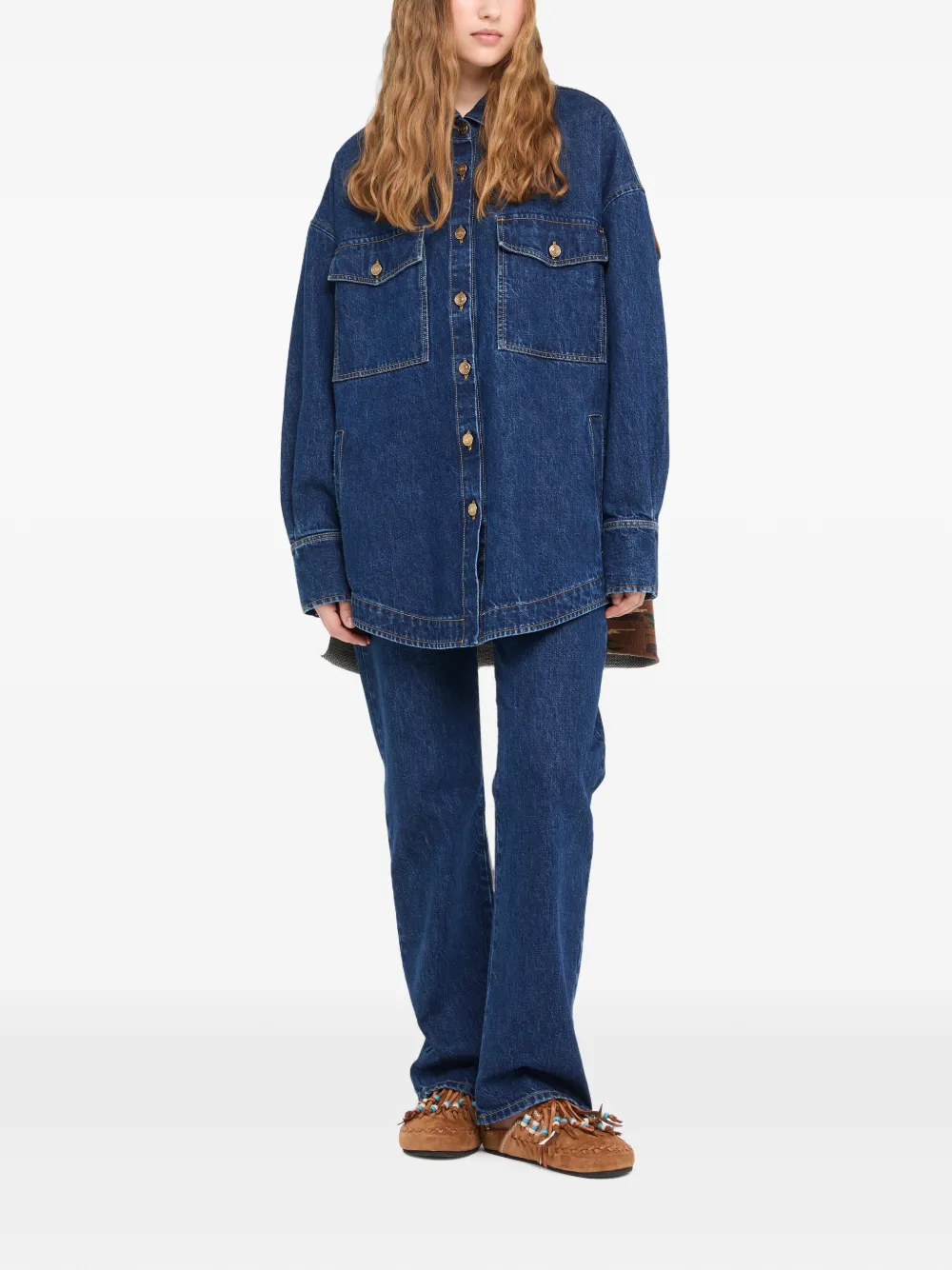 Alanui Tex-Hawaii gebreid denim jack met jacquard Blauw