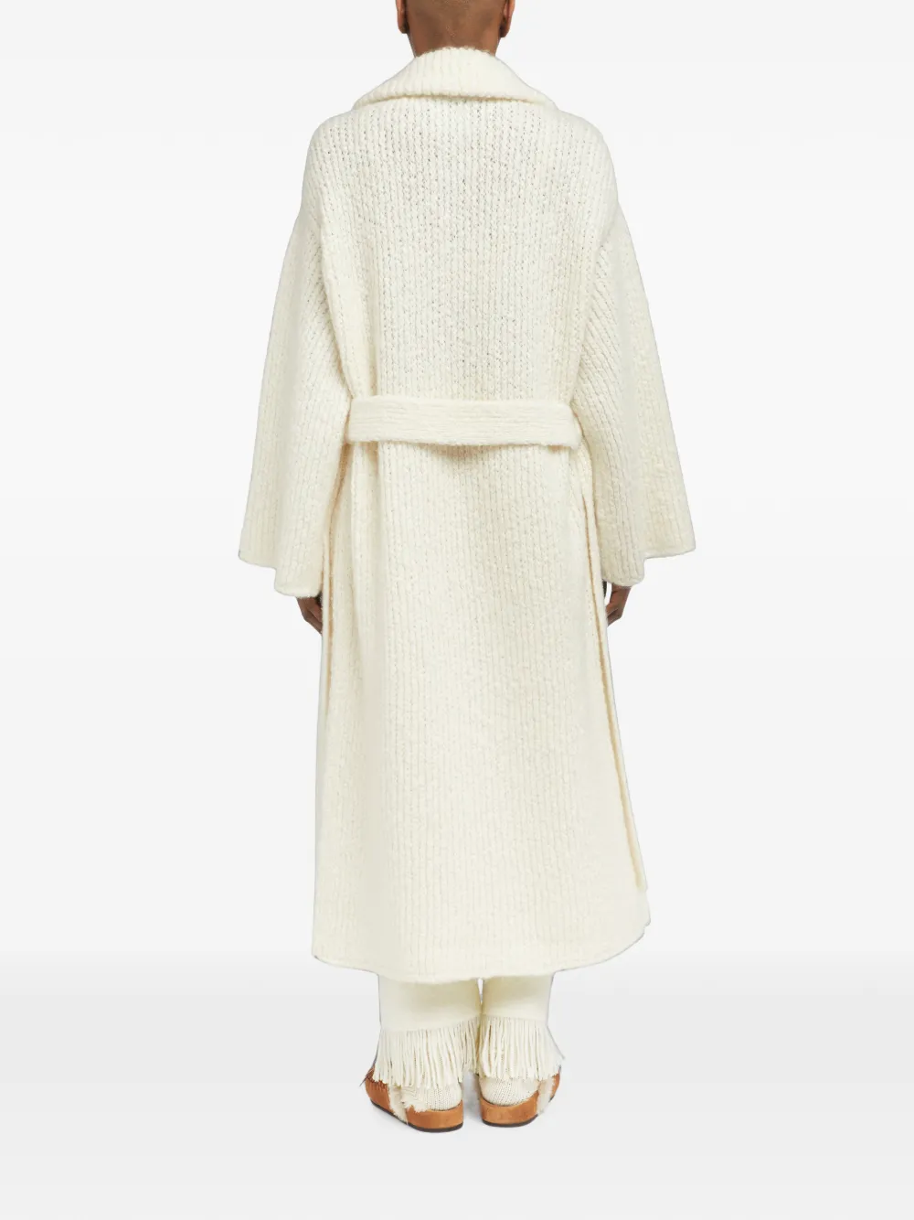 Alanui Ribgebreide jas met ceintuur Beige