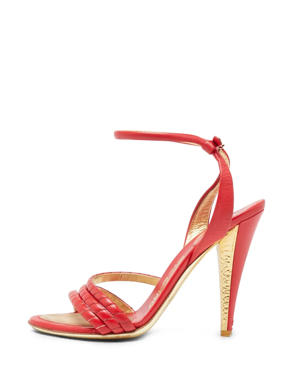 Ferragamo Pre-Owned quilted-finish ankle-strap sandals - Rosso