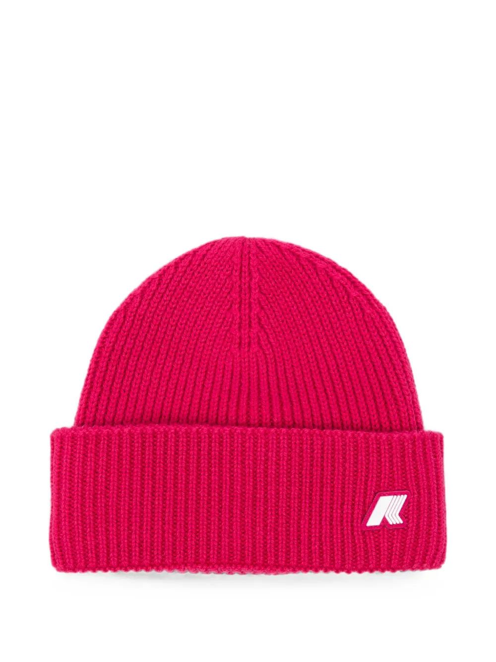 K Way Kids ribbed-knit logo-patch beanie hat - Rosa