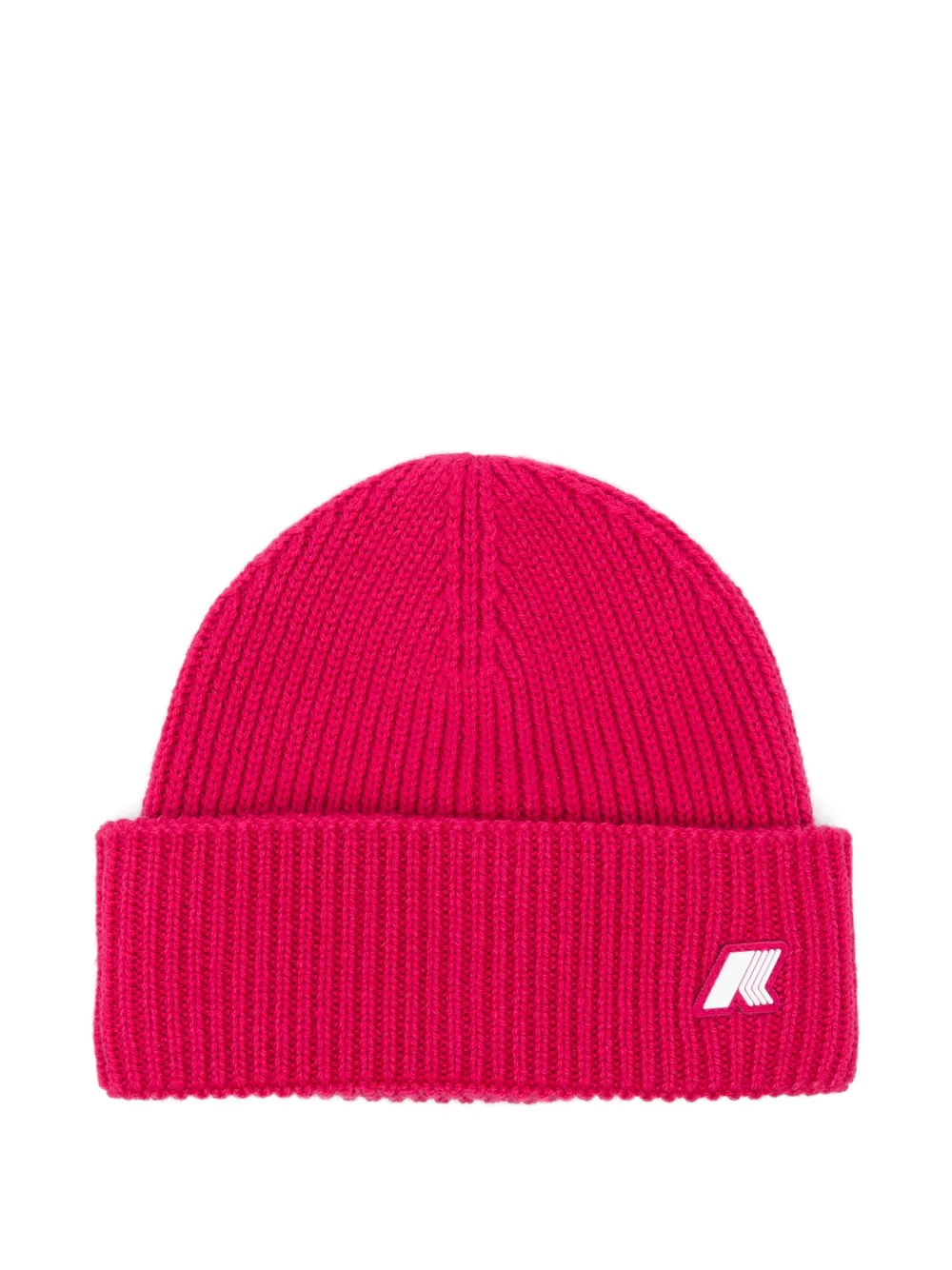 K Way Kids ribbed-knit logo-patch beanie hat - Rosa
