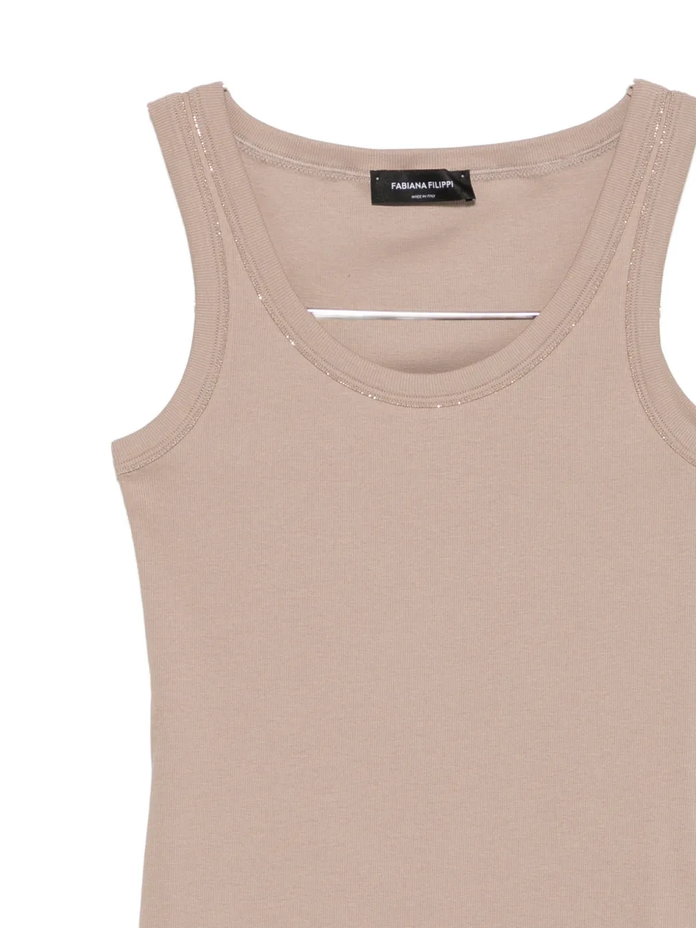 Fabiana Filippi Geribbelde tanktop verfraaid met kralen Bruin
