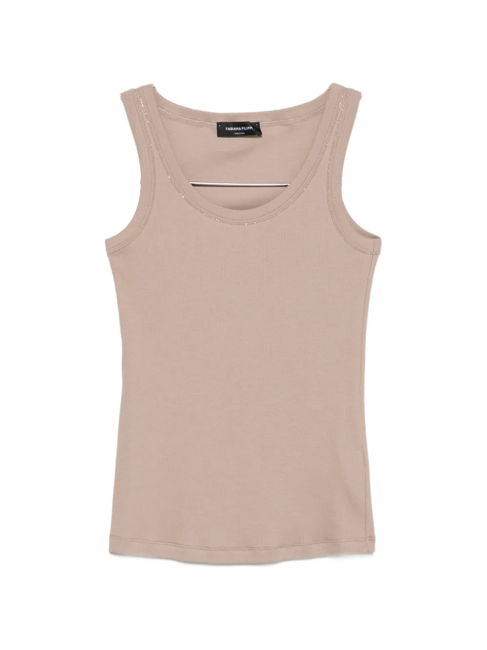 Fabiana Filippi bead-embellished ribbed tank top - Marrone
