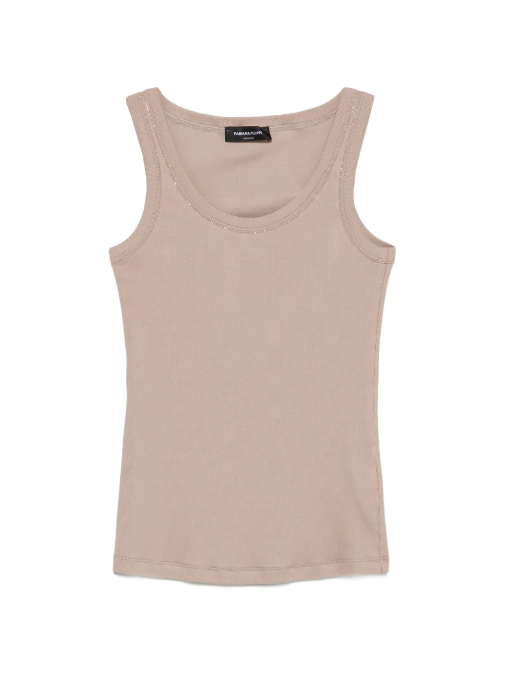 Fabiana Filippi bead-embellished ribbed tank top - Marrone