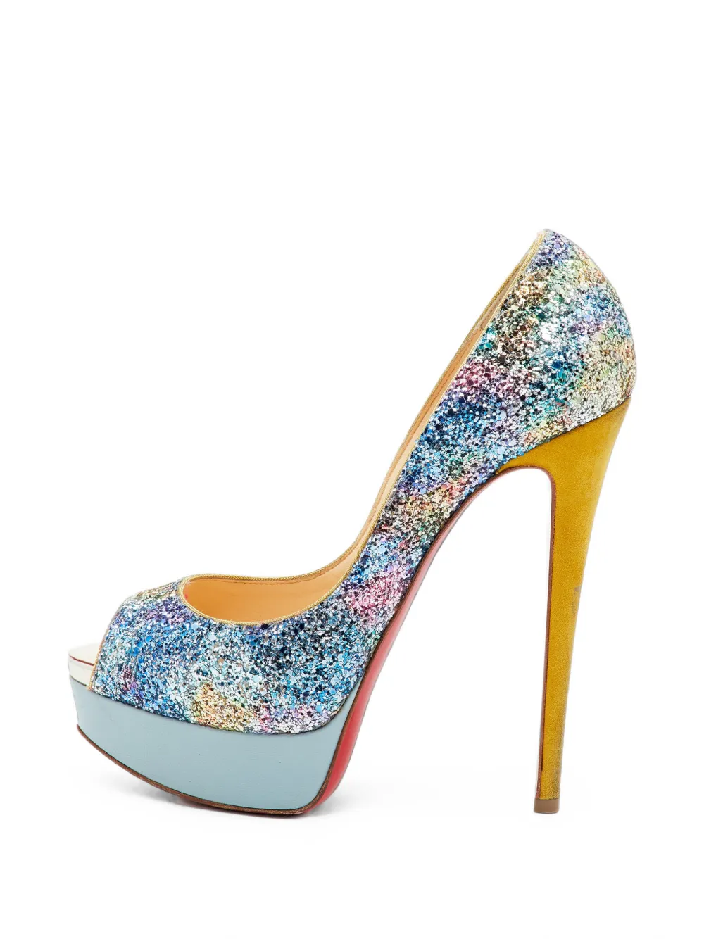 Christian Louboutin Pre-Owned Lady Peep Plateau-Pumps mit Glitter - Blau