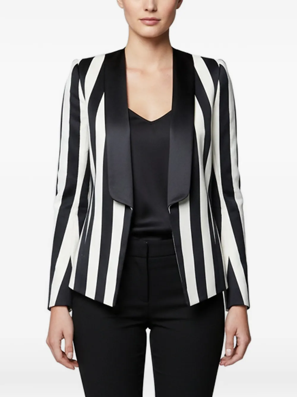 Balmain Pre-Owned striped satin-trim blazer - Schwarz