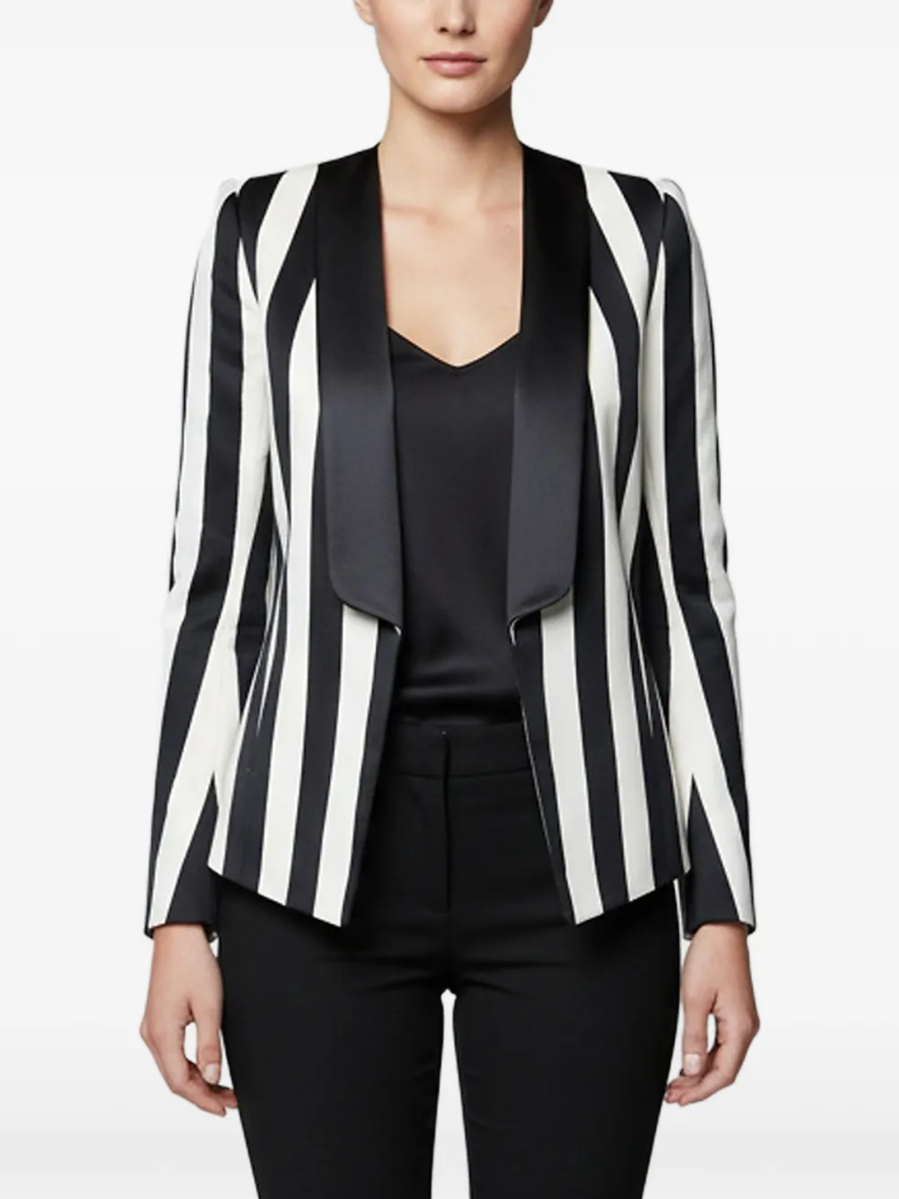 Balmain Pre-Owned striped satin-trim blazer - Schwarz