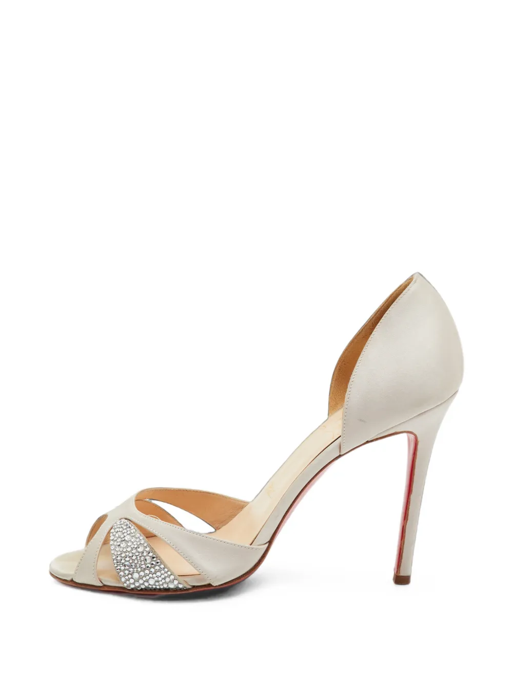 Christian Louboutin Pre-Owned crystal-embellished satin pumps - Weiß