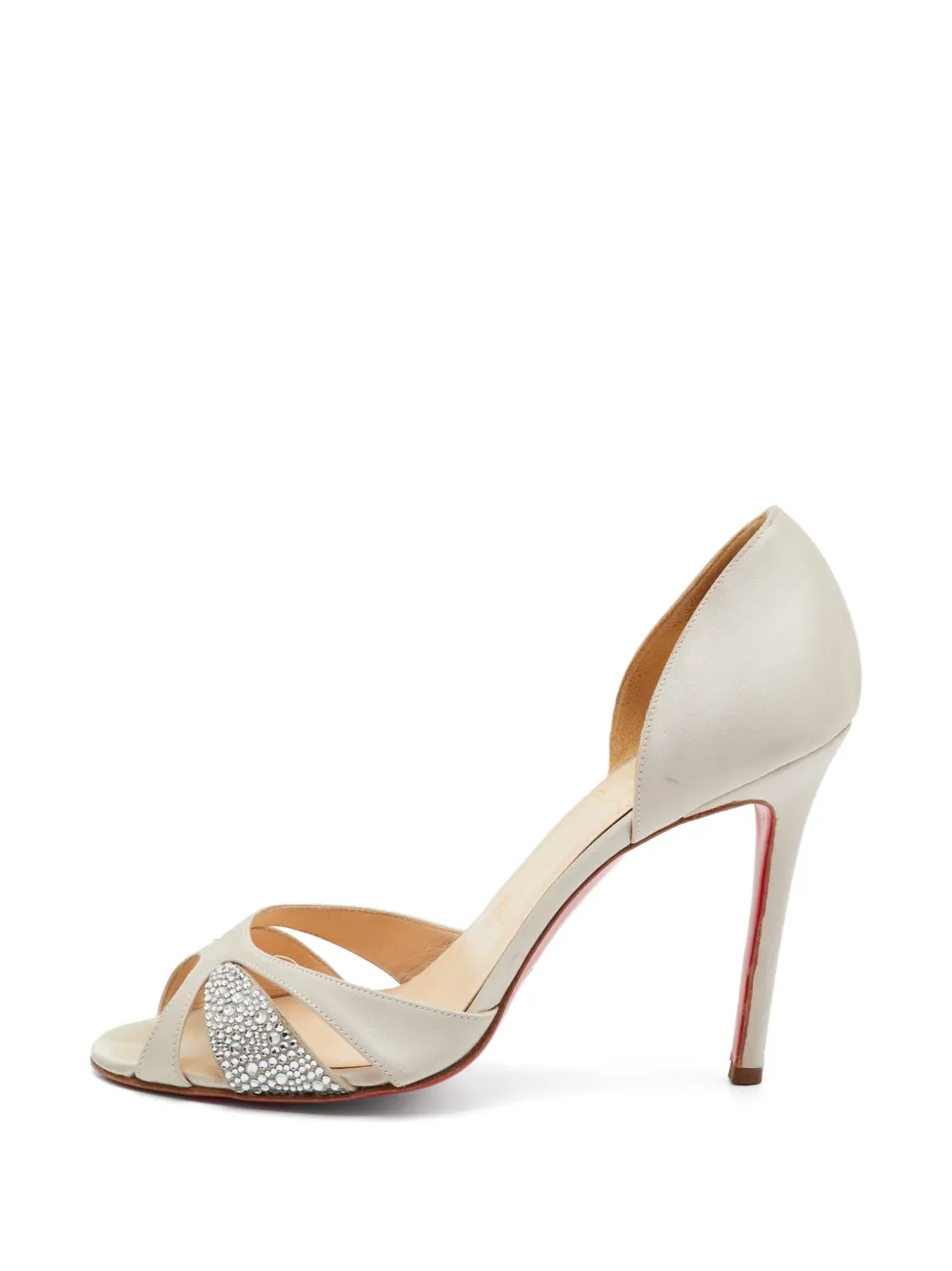 Christian Louboutin Pre-Owned crystal-embellished satin pumps - Weiß