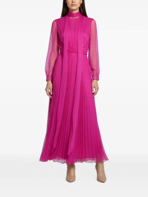 Christian Dior Pre-Owned pleated tie-neck gown maxi dress
