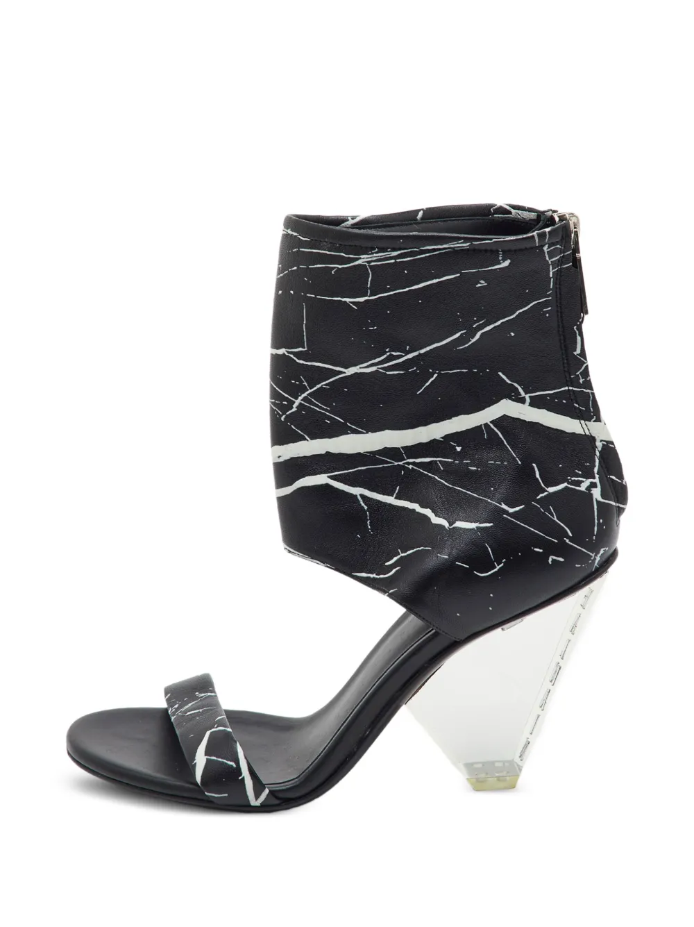 Balmain Pre-Owned Carrara Sandalen mit Marmor-Print - Schwarz