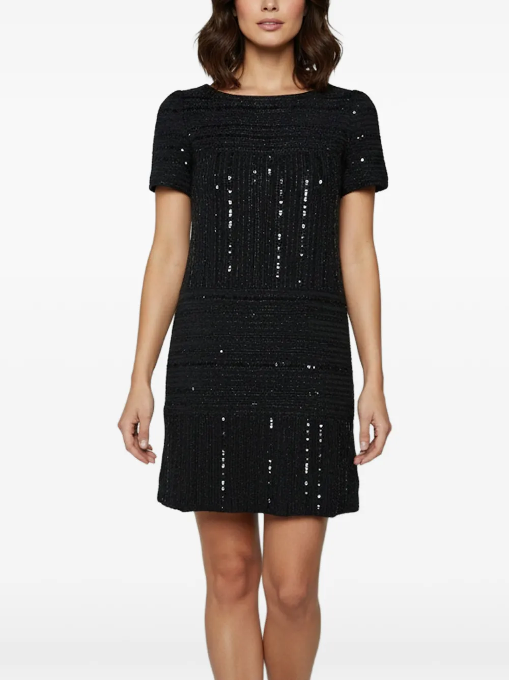 CHANEL Pre-Owned Abito corto Identification a righe - Nero
