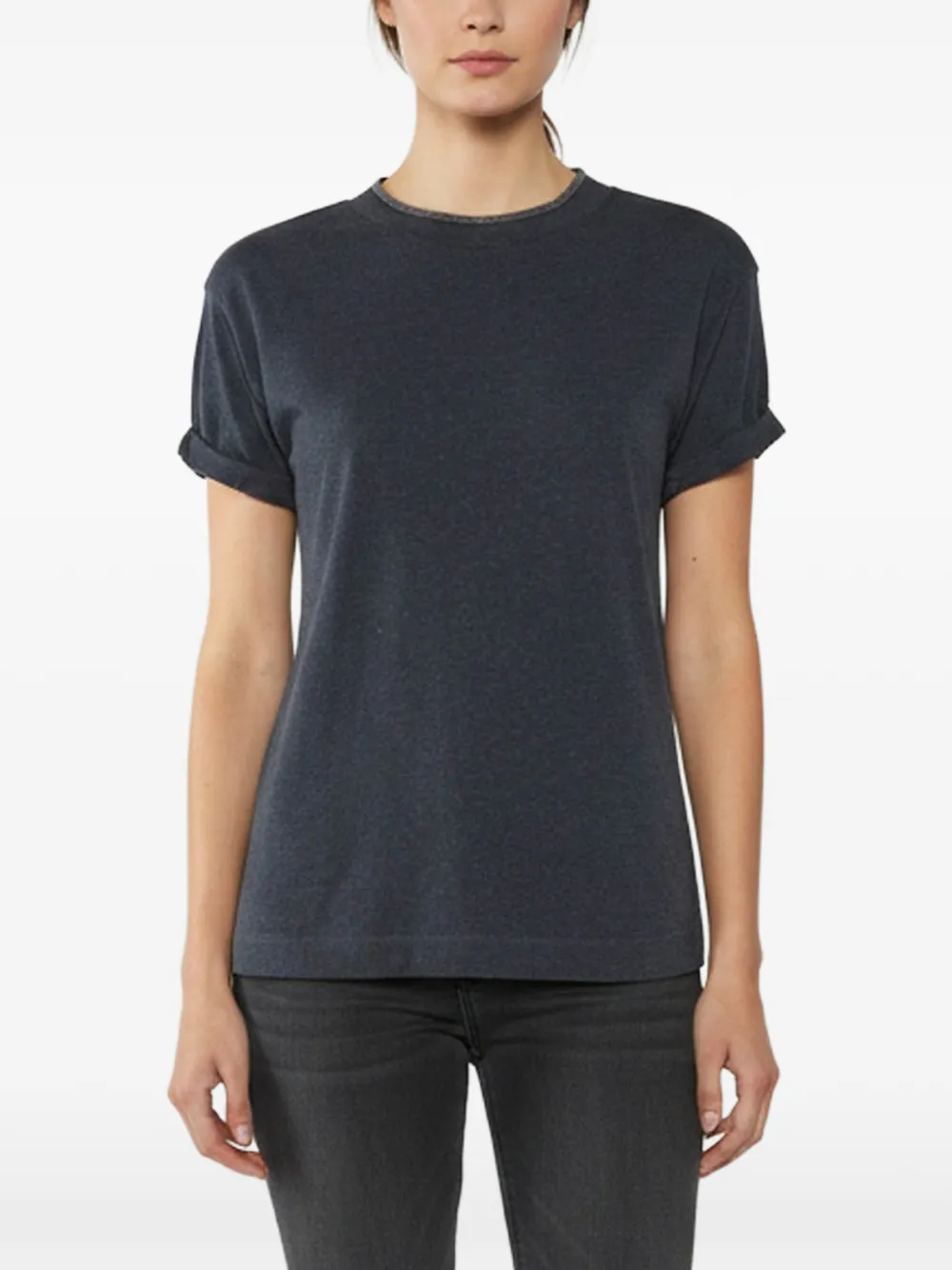 Brunello Cucinelli Vintage Monili-trim jersey T-shirt - Schwarz