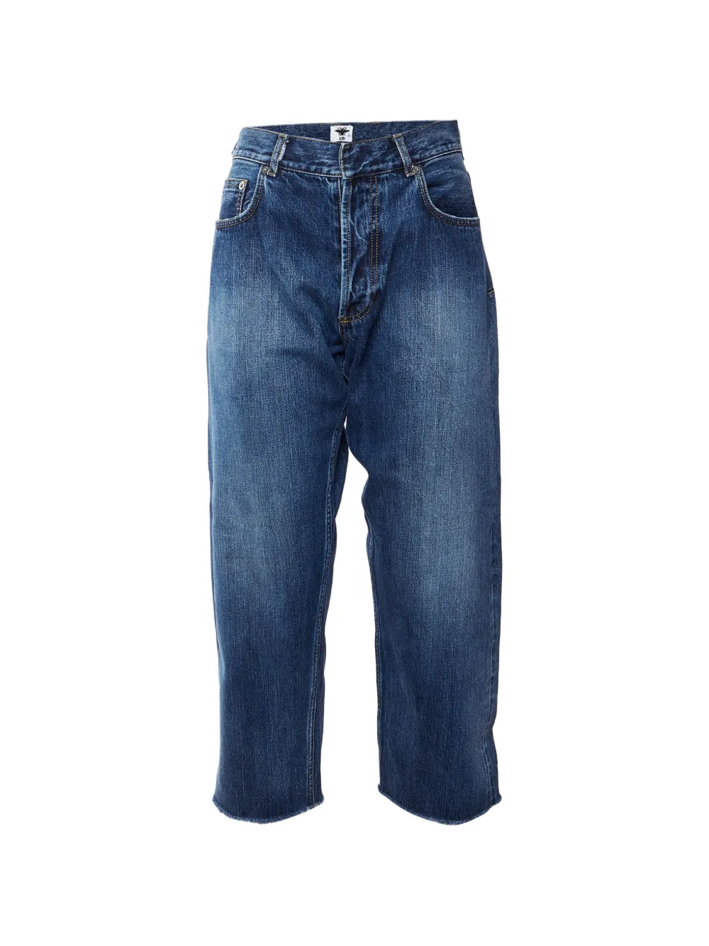 Christian Dior Pre-Owned frayed-edge croppedjeans - Blau