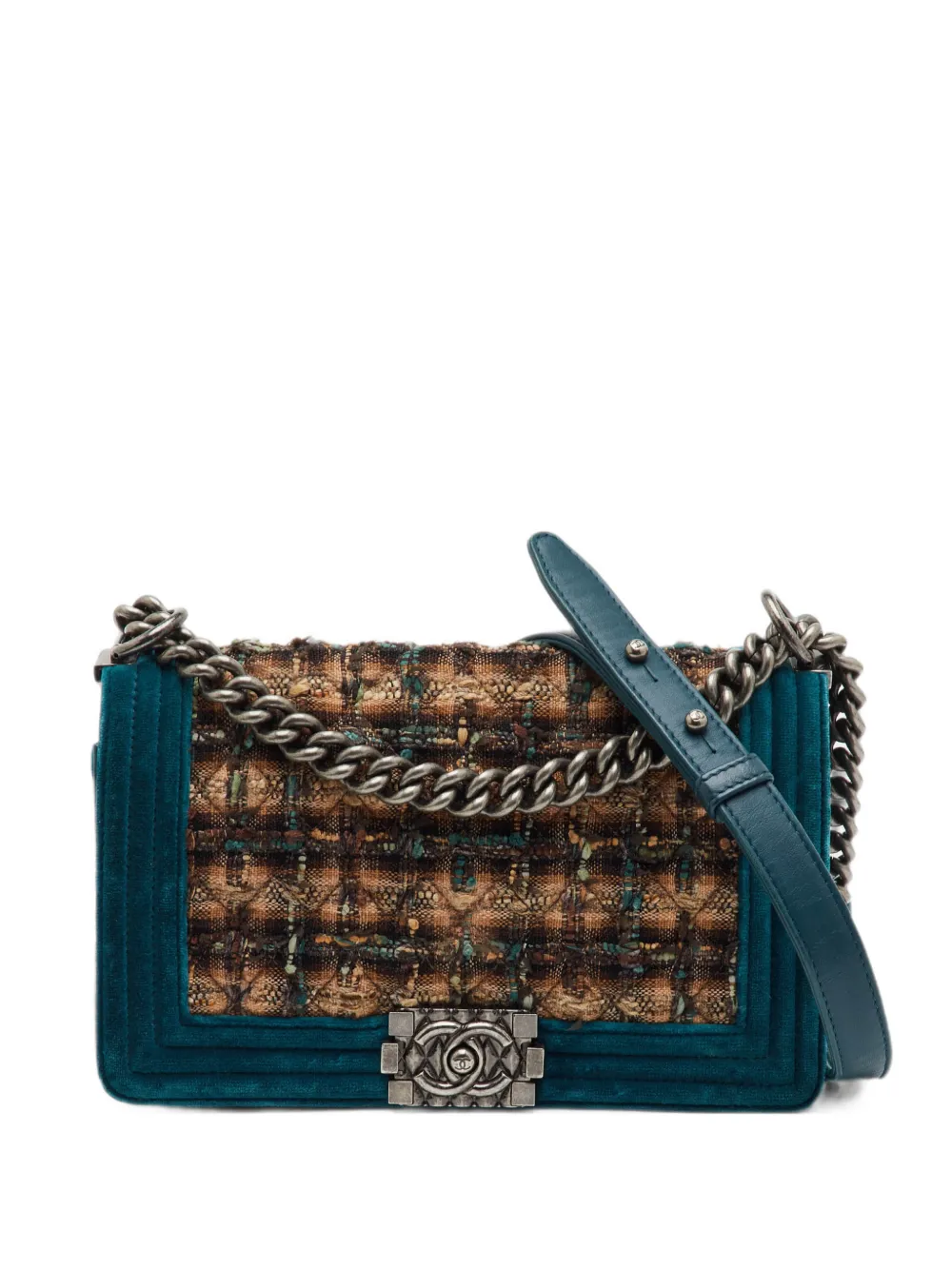 CHANEL Pre-Owned Boy quilted tweed shoulder bag - Blau