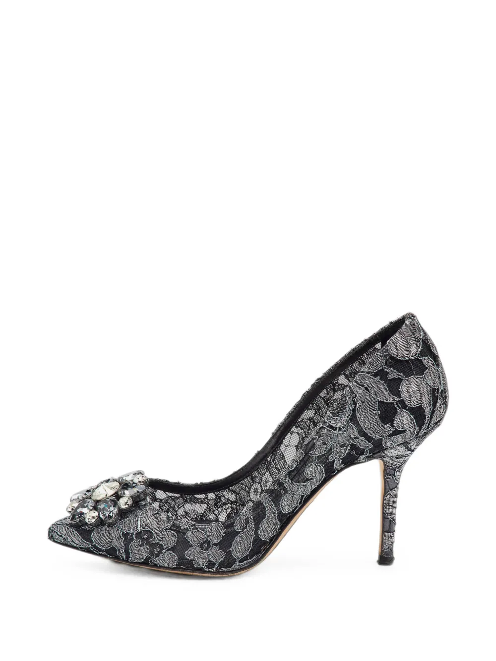 Dolce & Gabbana Pre-Owned Bellucci crystal-embellished lace pumps - Grau