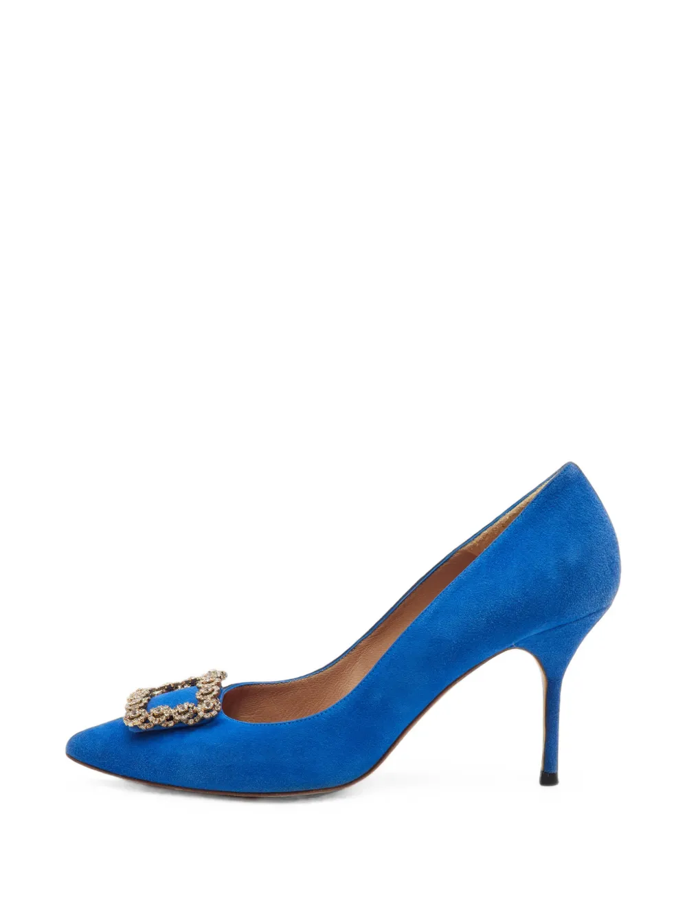 Carolina Herrera Vintage embellished buckle pointed-toe pumps - Blau
