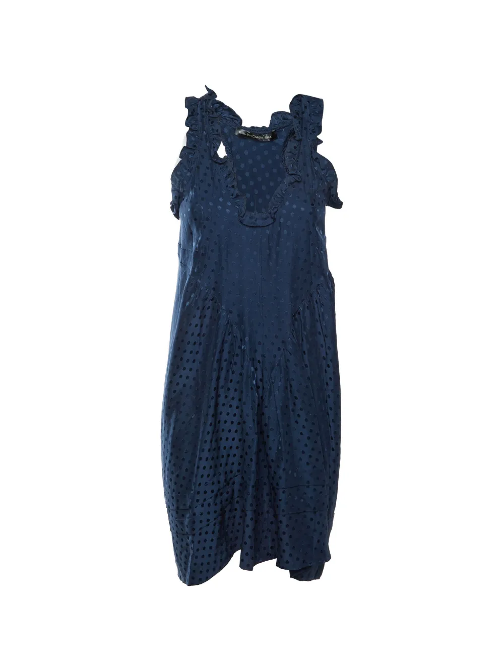Balenciaga Pre-Owned 2026 polka-dot ruffled midi dress - Blu