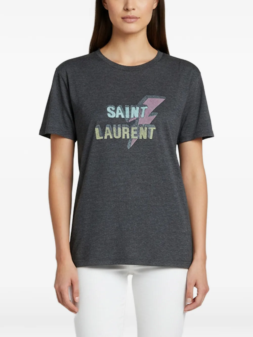 Saint Laurent Pre-Owned logo-detail T-shirt - Grau