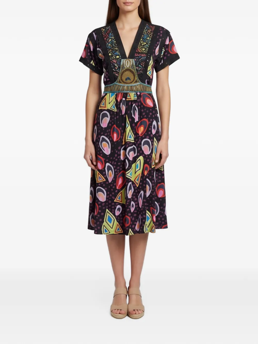 Etro Pre-Owned Abito midi con scollo a V - Nero