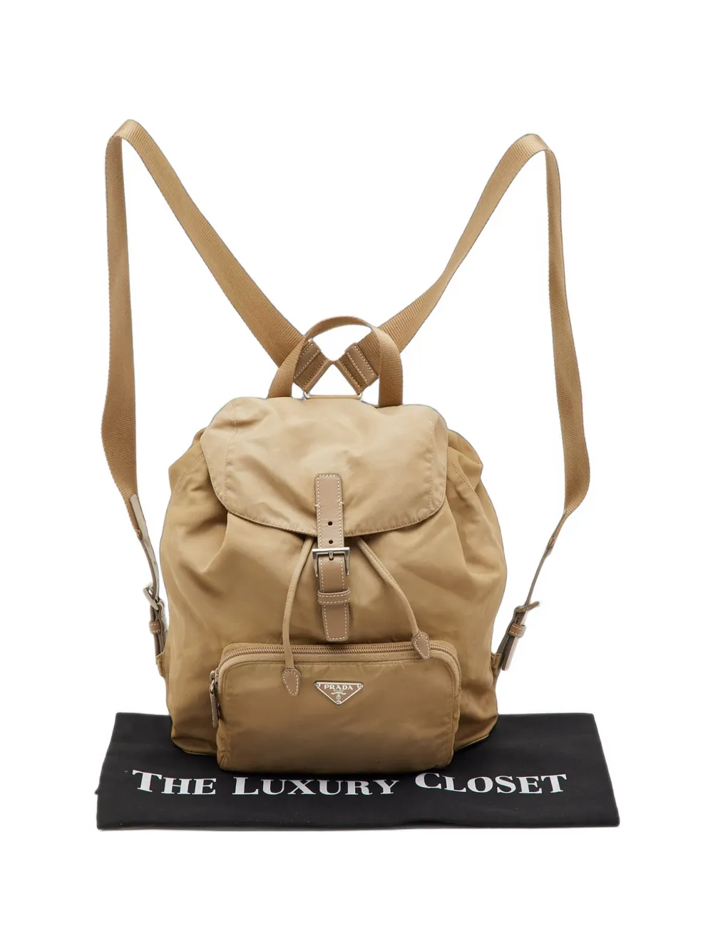 Prada Pre-Owned logo-detail drawstring backpack - Nude