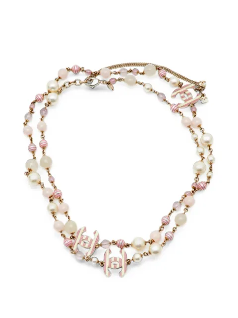 CHANEL Pre-Owned collar con cuentas y logo CC