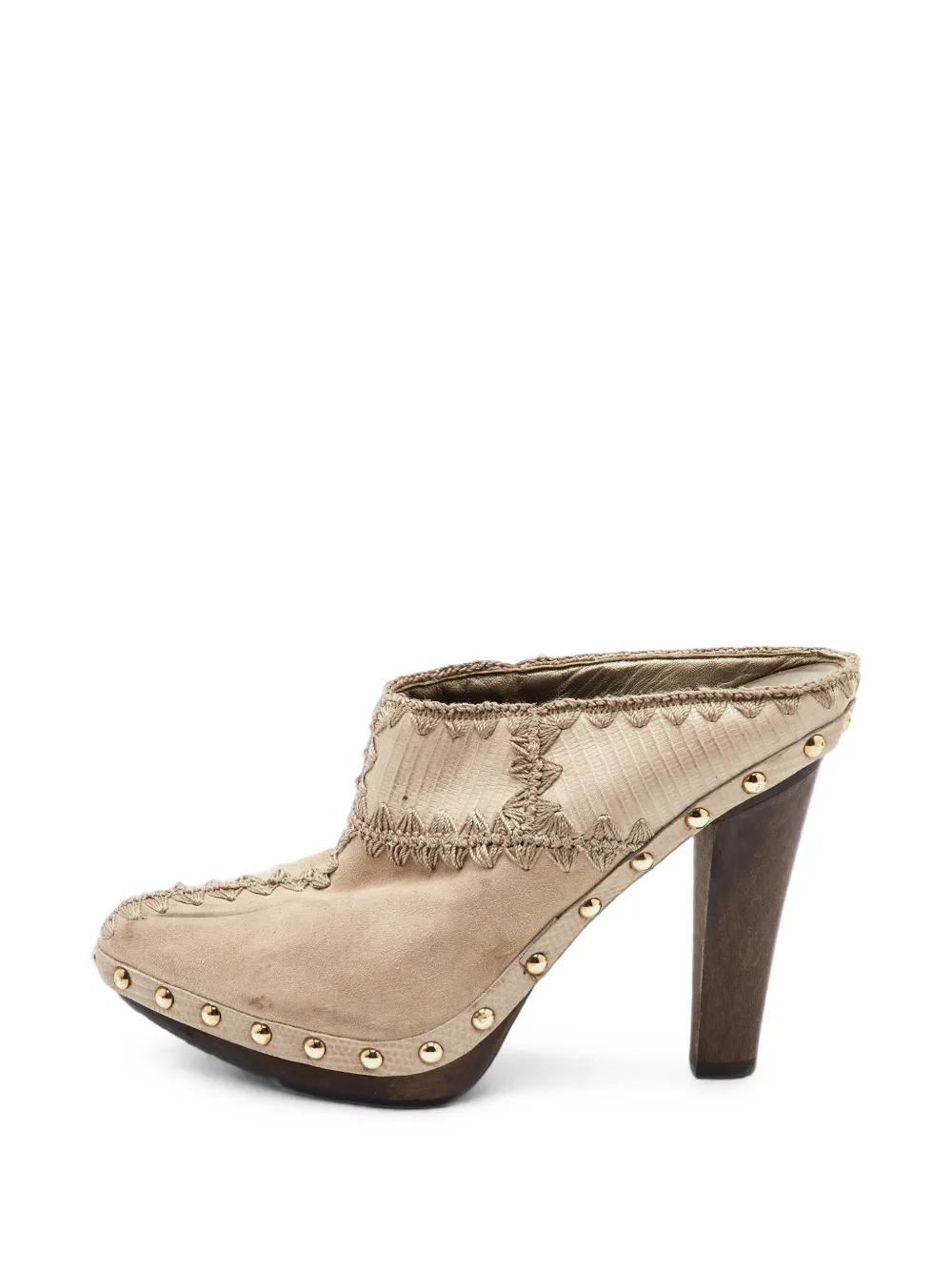 Sergio Rossi stitch-detail platform mules - Nude