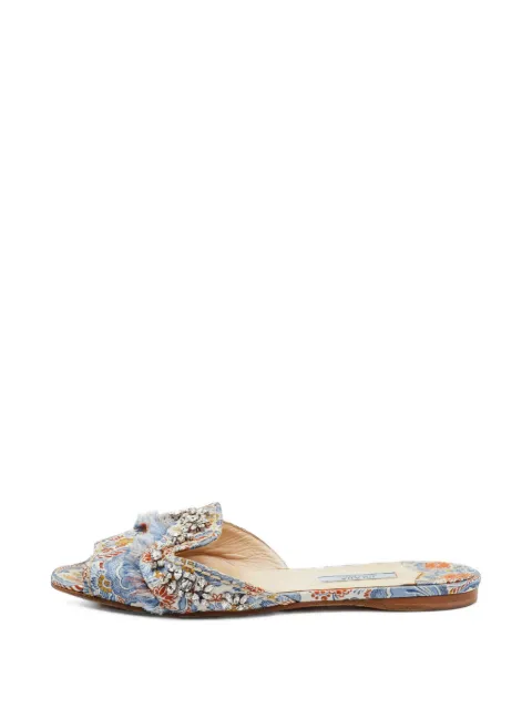 Prada Pre-Owned crystal-embellished brocade slide sandals