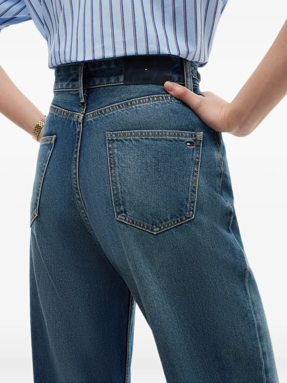Tommy Hilfiger Jackie straight jeans met schakelketting Blauw