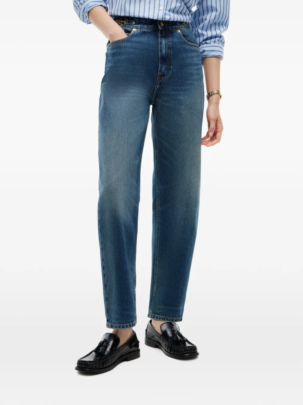 Tommy Hilfiger Jackie straight jeans met schakelketting Blauw