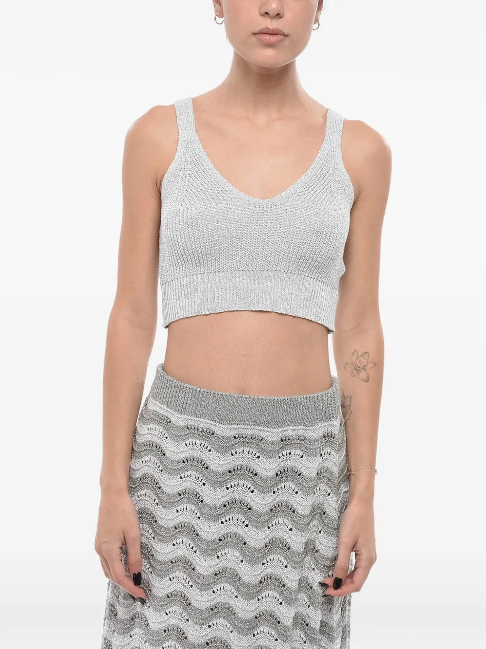 COLOUR MARKET Lurex cropped top
