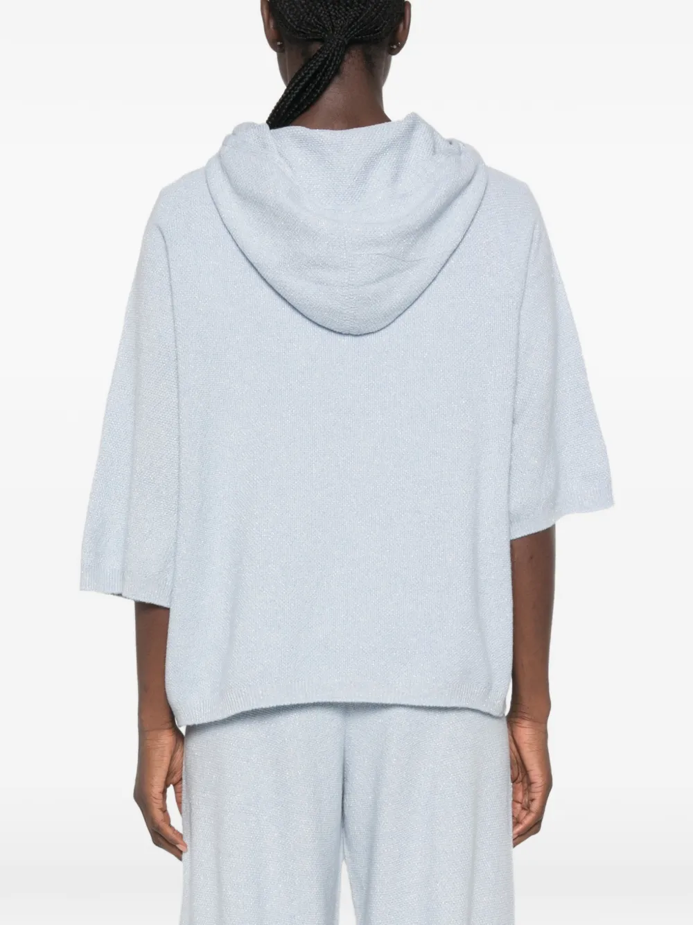 Fabiana Filippi metallic-thread short-sleeve sweater Blauw