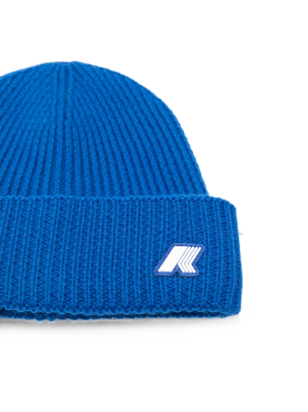 K Way Kids Ribgebreide muts met logo-patch Blauw