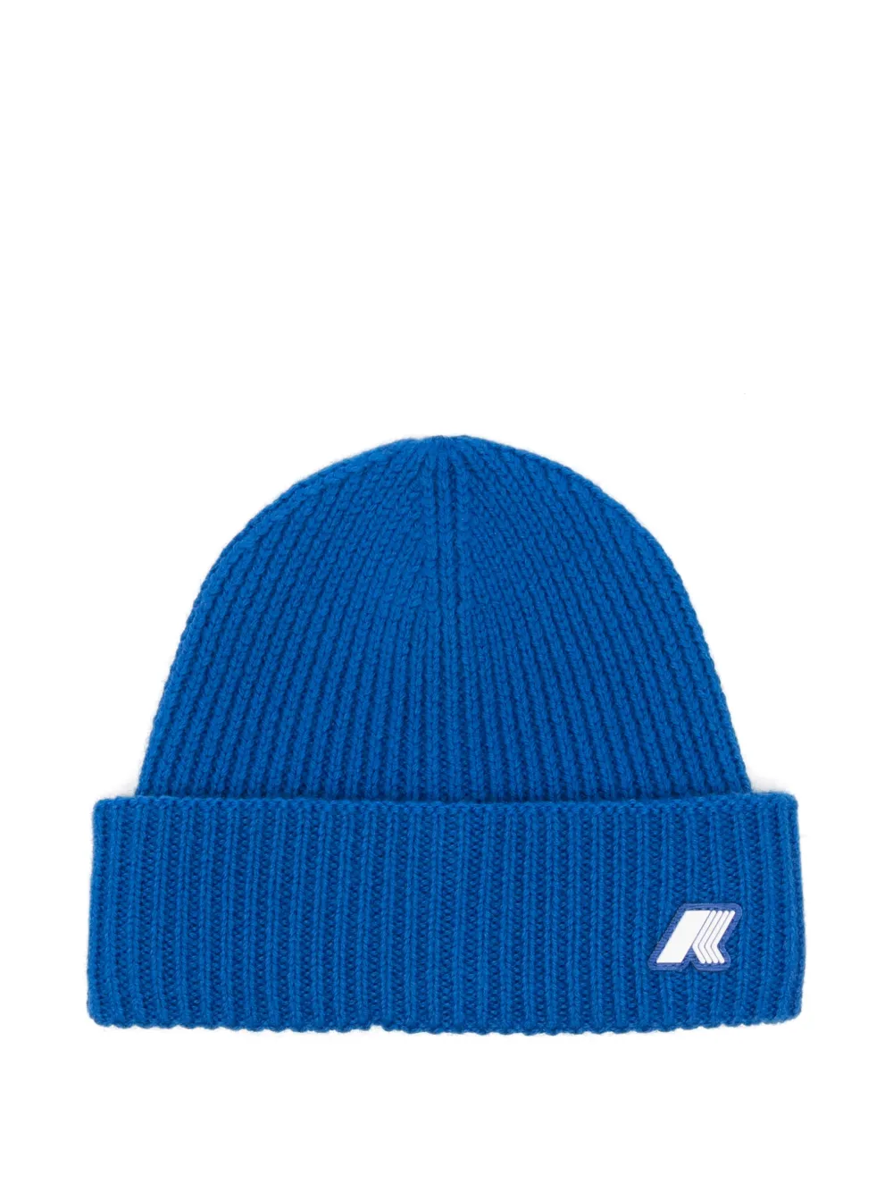 K Way Kids logo-patch ribbed-knit beanie hat - Blu