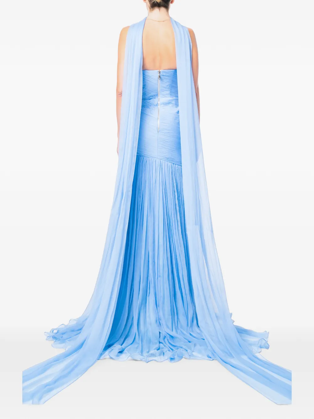 M.Marquise Adeline strapless maxi-jurk met ruches Blauw