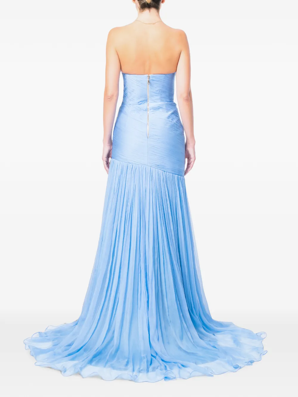 M.Marquise Adeline strapless maxi-jurk met ruches Blauw