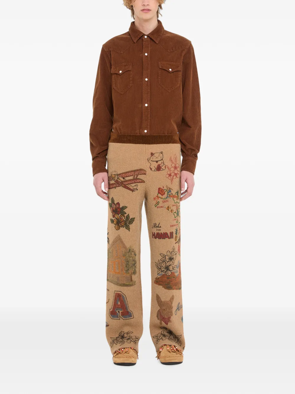 Alanui The Decade broek met grafische print Beige