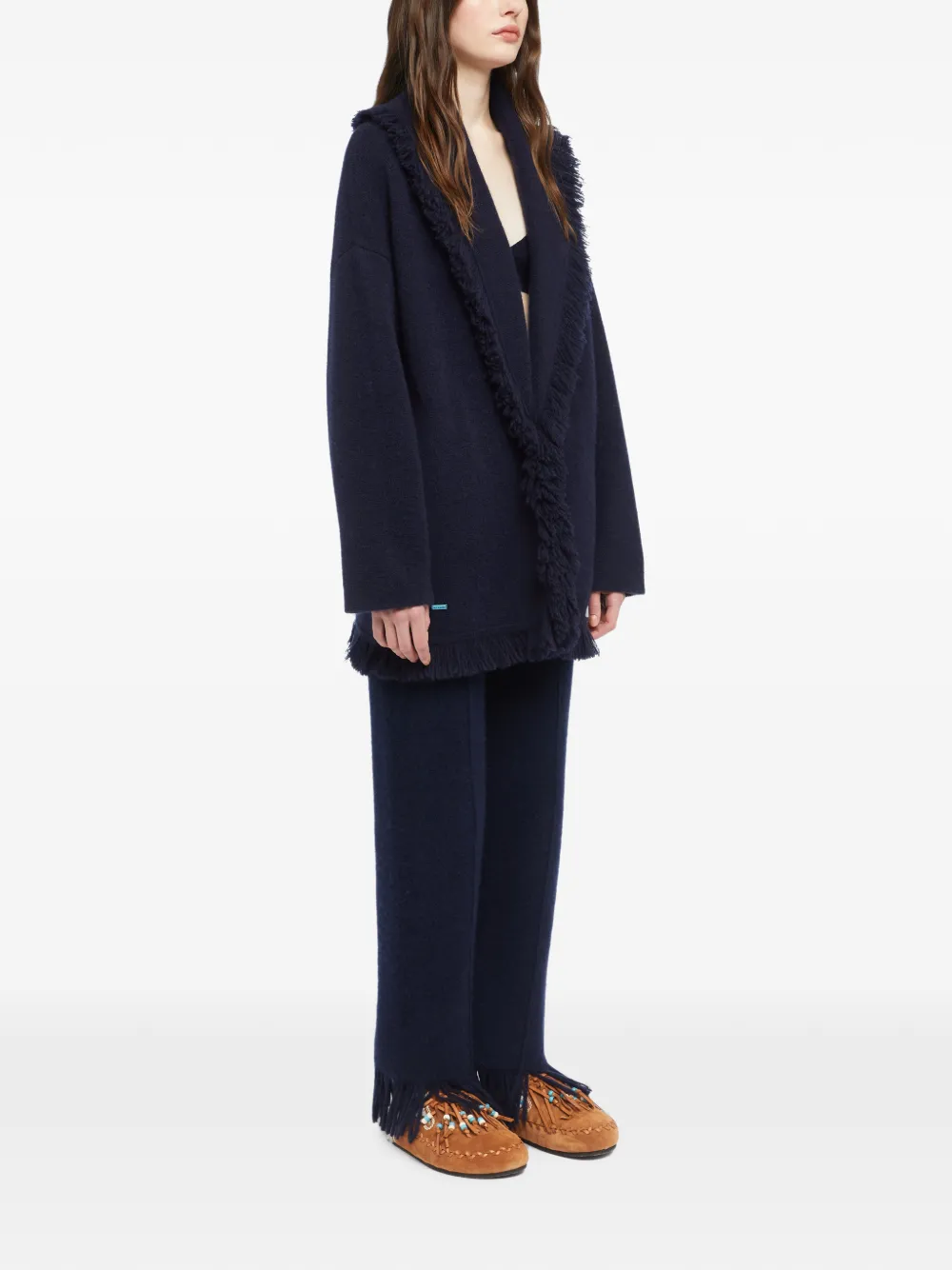 Alanui Vest met franje en sjaalrevers Blauw