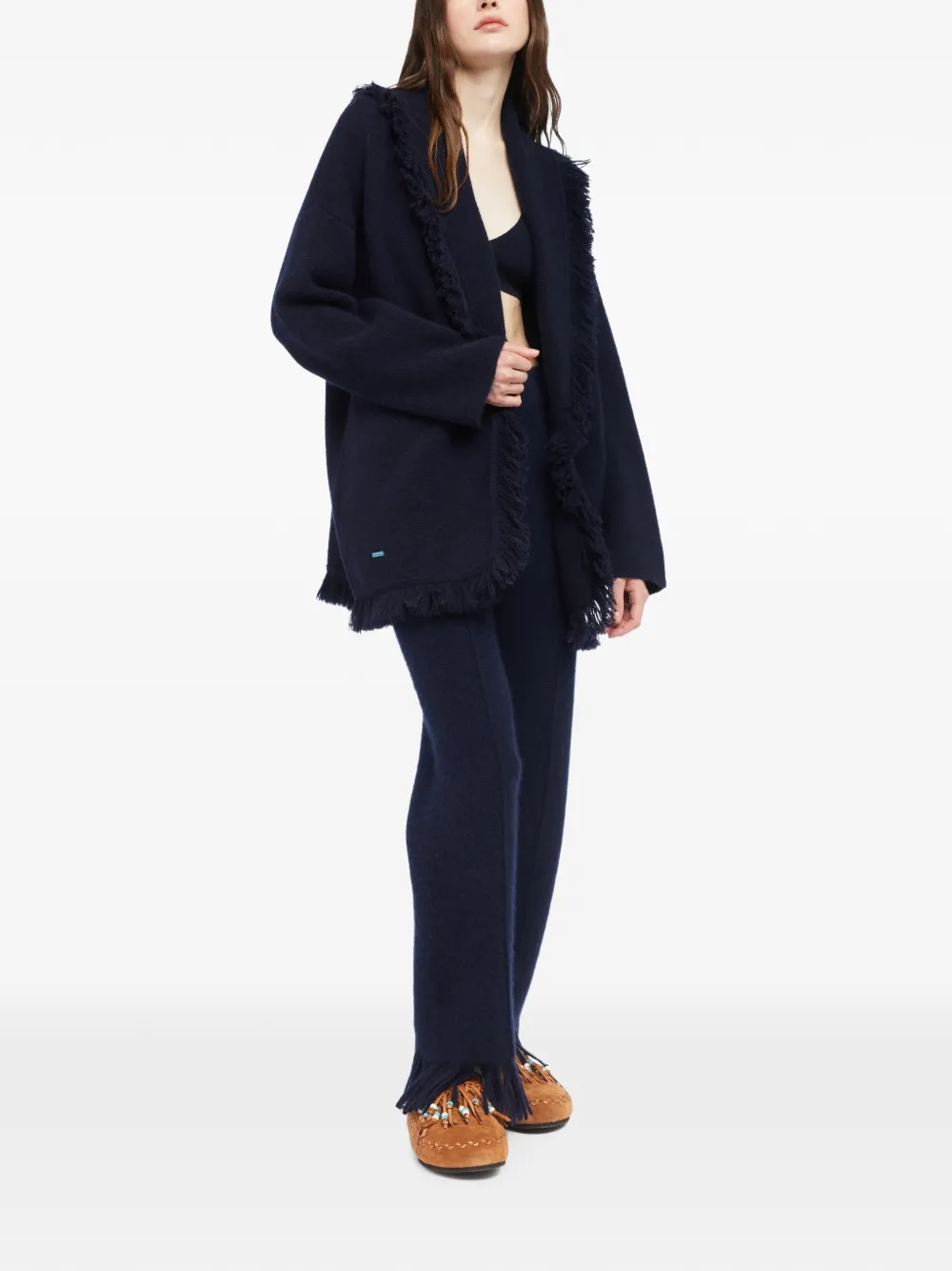 Alanui Vest met franje en sjaalrevers Blauw