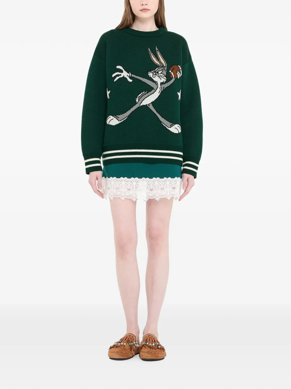 Alanui x Looney Tunes Bugs Bunny trui met lange mouwen Groen