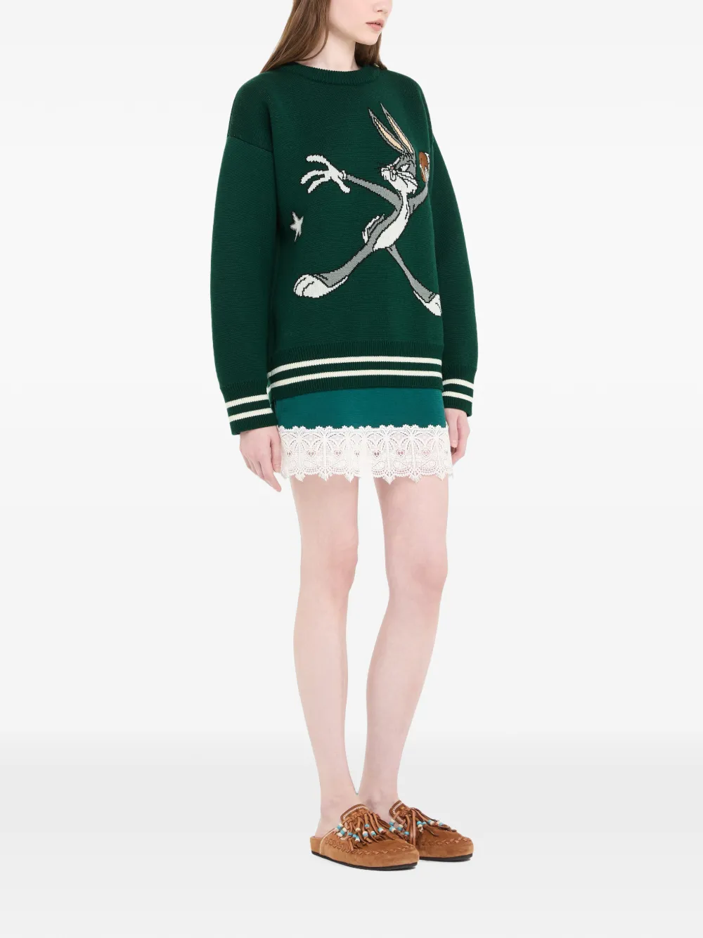 Alanui x Looney Tunes Bugs Bunny trui met lange mouwen Groen