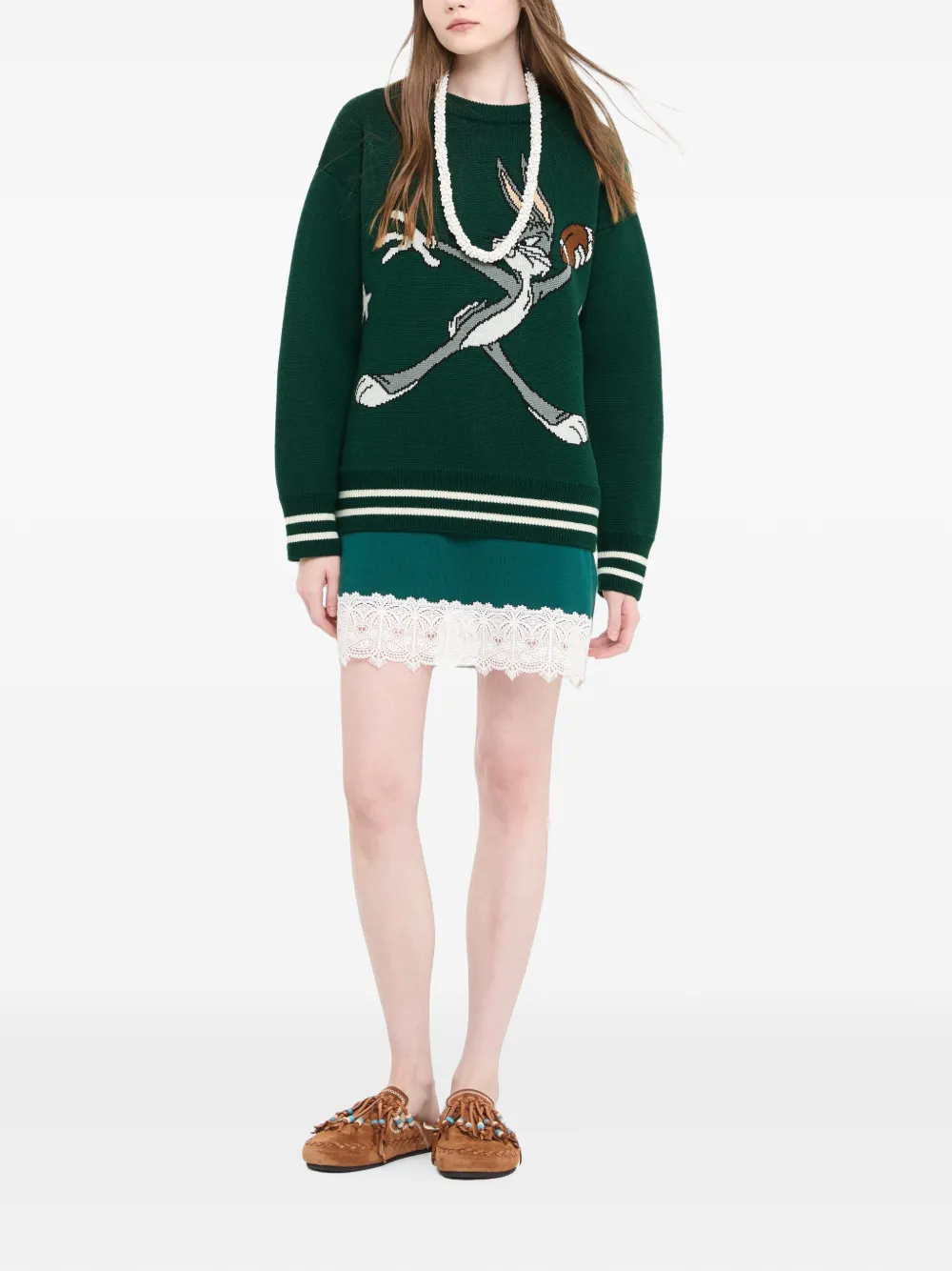 Alanui x Looney Tunes Bugs Bunny trui met lange mouwen Groen