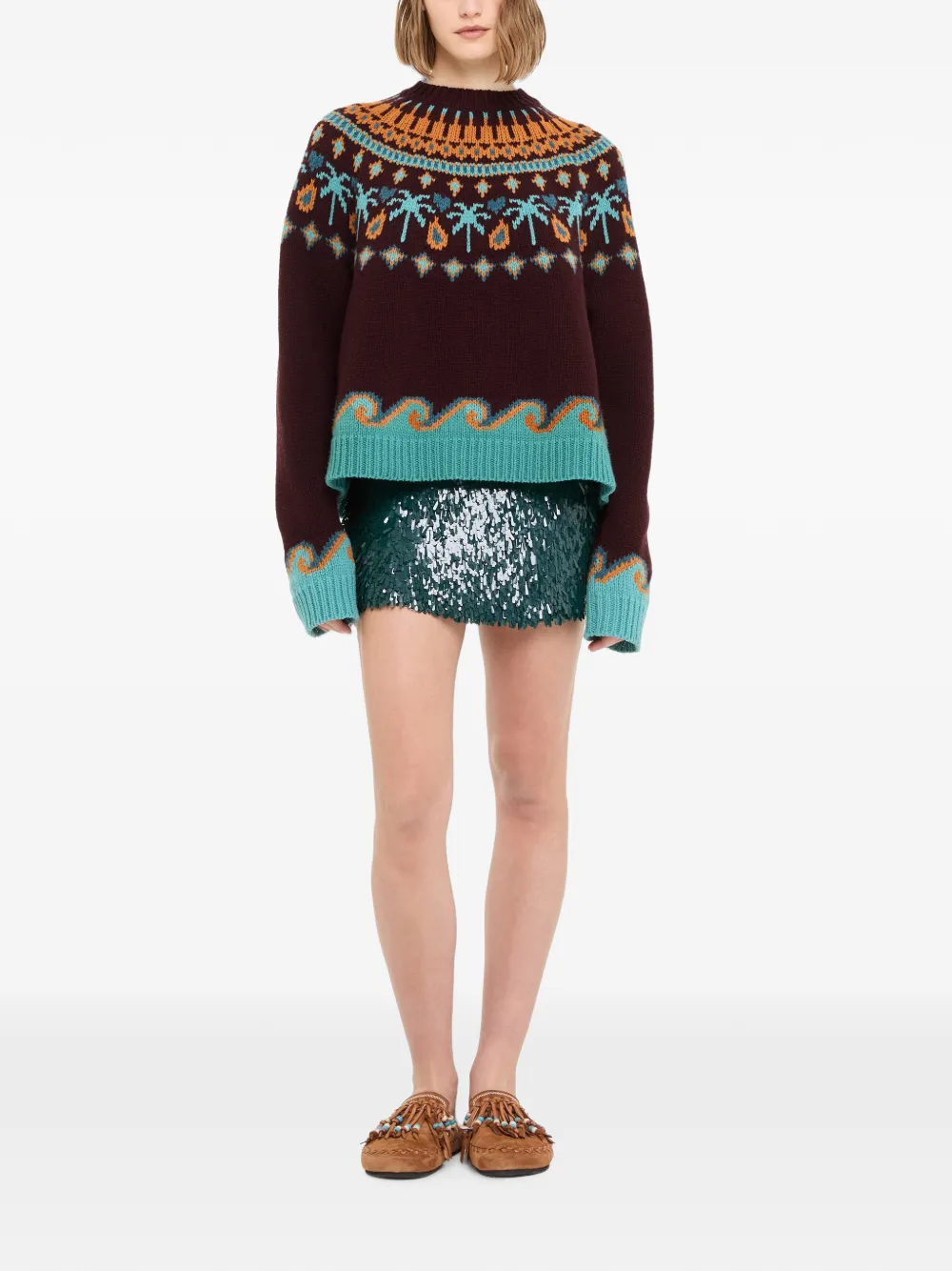 Alanui Sweet Winter intarsia gebreide trui Rood