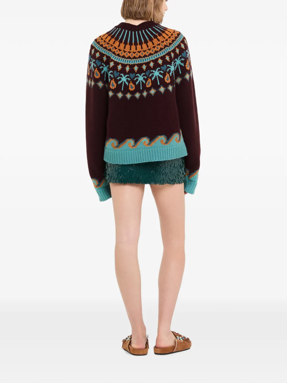 Alanui Sweet Winter intarsia gebreide trui Rood