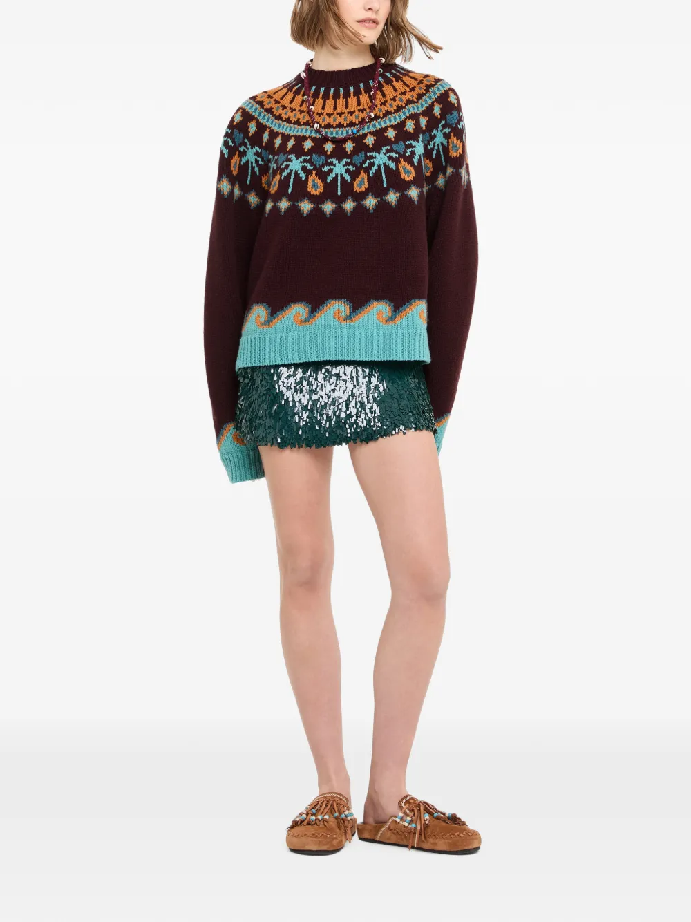 Alanui Sweet Winter intarsia gebreide trui Rood