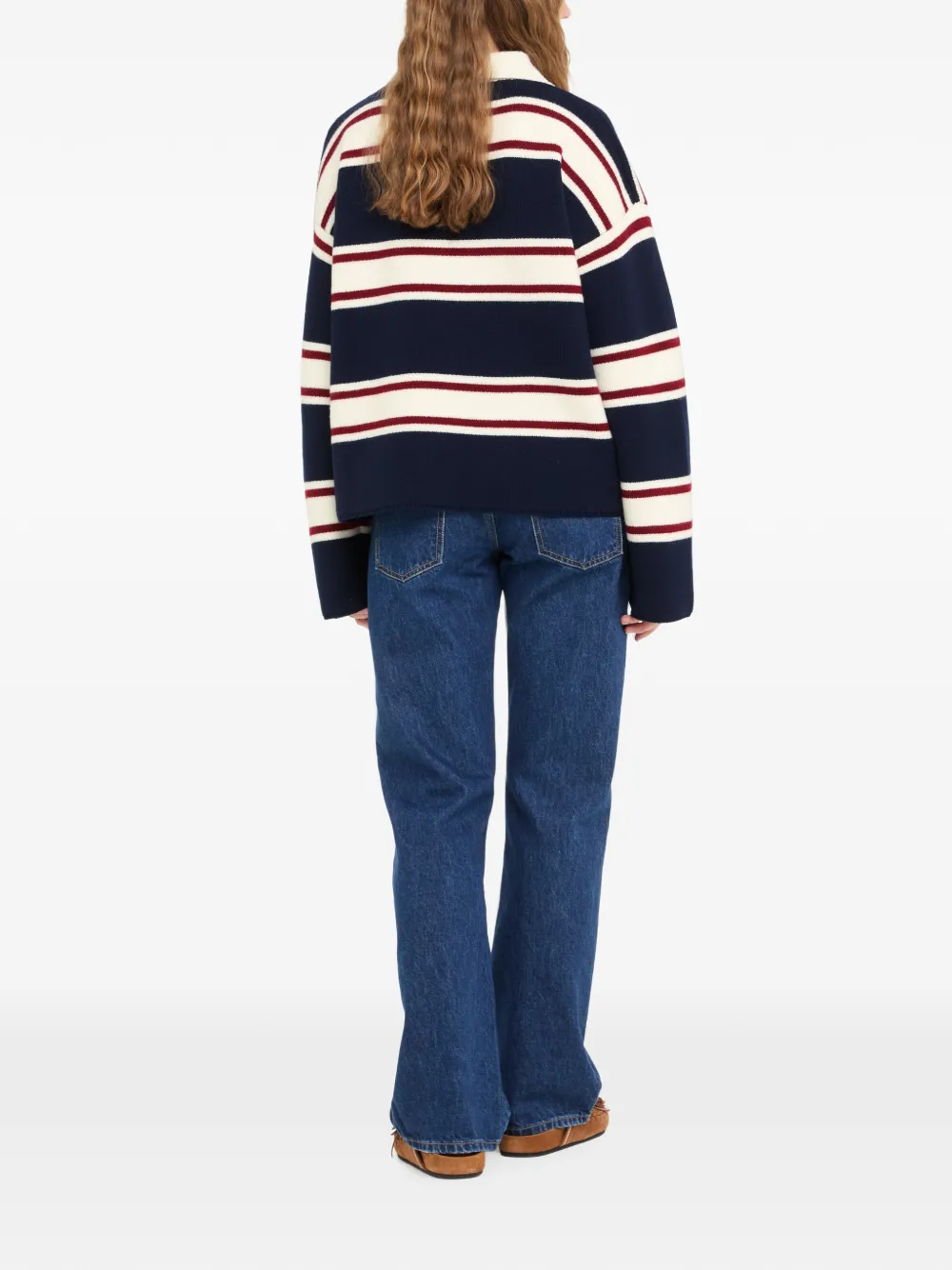 Alanui Gestreepte trui met geborduurd logo Blauw