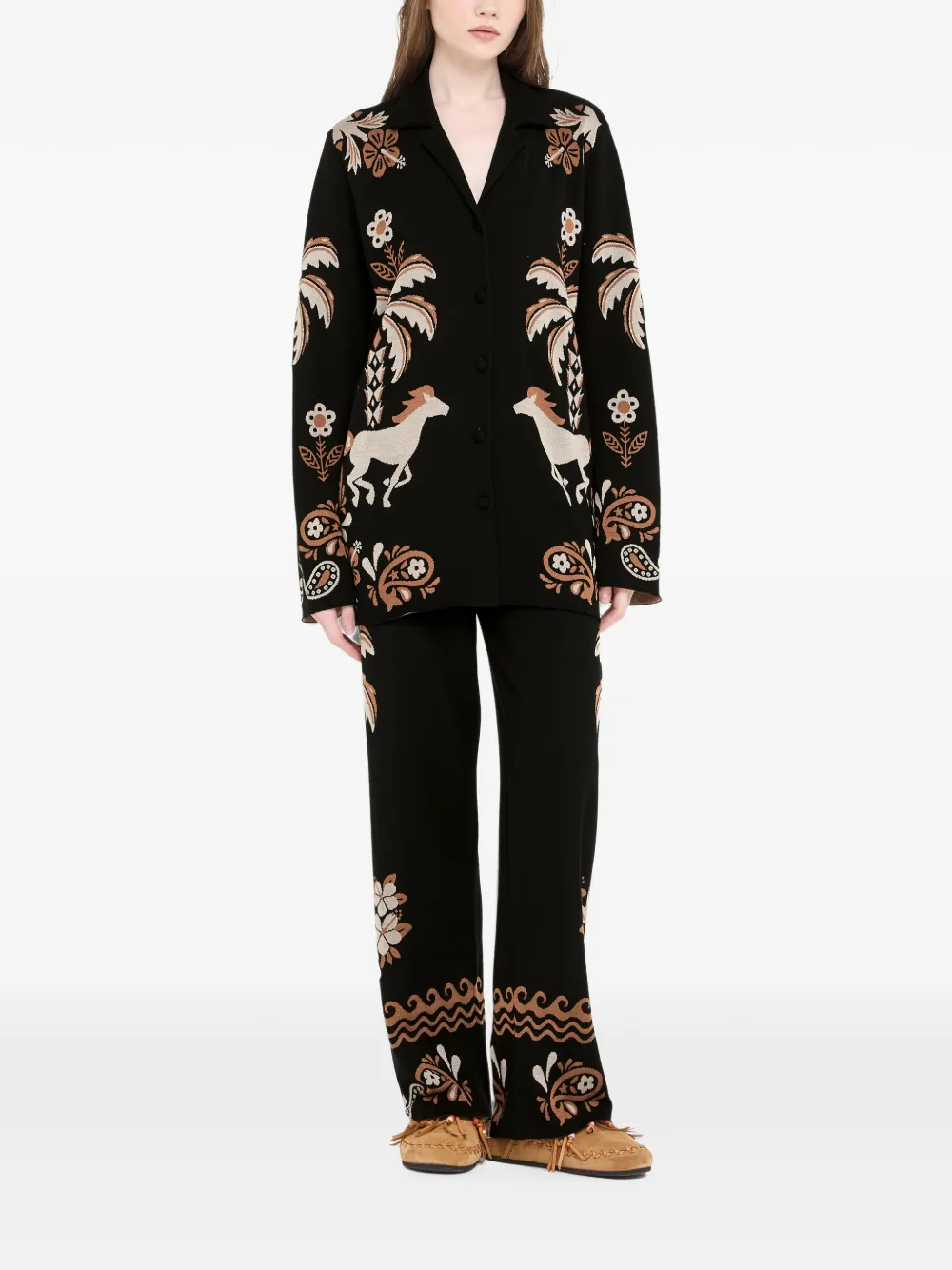 Alanui Island Roots gebreid blouse met jacquard Zwart