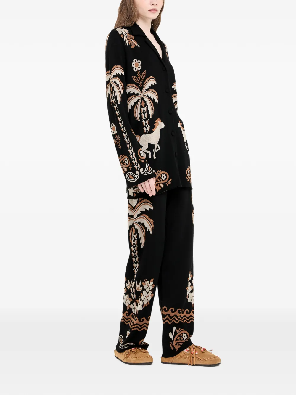 Alanui Island Roots gebreid blouse met jacquard Zwart